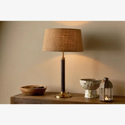 Nkuku nkuku Digha Wood & Metal Table Lamp | Lamps And Shades | Dark Stain/Antique Brass