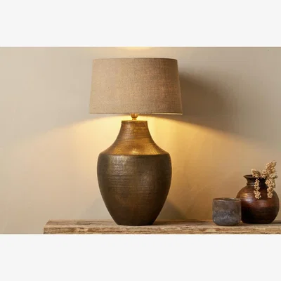 Nkuku nkuku Tanda Etched Statement Table Lamp | Lamps And Shades | Antique Brass | Large
