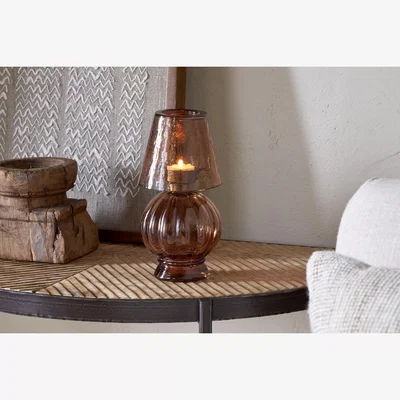 Nkuku nkuku Adesola Glass Tealight Holder Lamp | Candles Holders & Lanterns | Amber