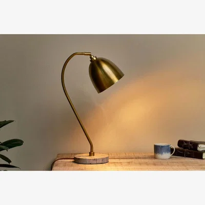 Nkuku nkuku Mahra Marble & Metal Desk Lamp | Lamps And Shades | Antique Brass/Brown Marble
