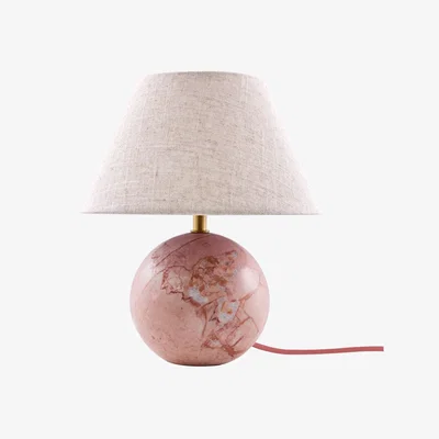 Nordic Nest Globen Lighting Castello 24 table lamp Dusty pink marble white shade