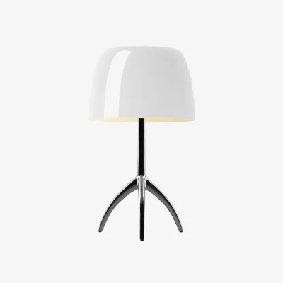 Nordic Nest Foscarini Lumiere Piccola Dimmable table lamp White shade with black chrome base