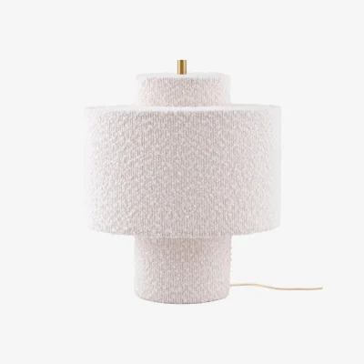 Nordic Nest Globen Lighting Noah table lamp White bouclé Ø25x30.5 cm