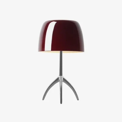 Nordic Nest Foscarini Lumiere Piccola Dimmable table lamp Cherry red shade–aluminum base