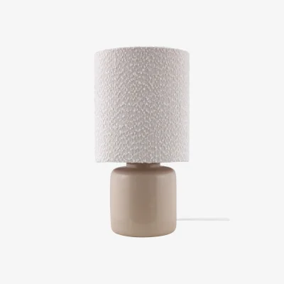 Nordic Nest Globen Lighting Florian table lamp White bouclé/beige Ø20x39 cm