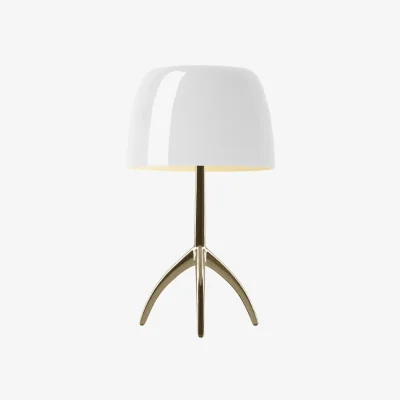 Nordic Nest Foscarini Lumiere Piccola Dimmable table lamp White shade–champagne-coloured base