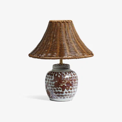 OKA OKA, Guangxi Table Lamp and Shade - Brown, Table Lamps, Porcelain