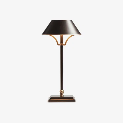 OKA OKA, Mini Grisewood Wireless Lamp and Shade - Brown, Desk Lamps, Acrylic/Aluminium/Iron