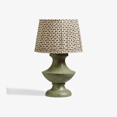 OKA OKA, Fabius Table Lamp - Distressed Green, Table Lamps, Mango Wood
