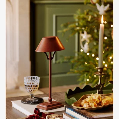 OKA OKA, Mini Grisewood Wireless Lamp and Shade - Burnt Caramel, Table Lamp