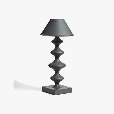 OKA OKA, Minerva Wireless Table Lamp and Shade - Antique Grey, Table Lamps