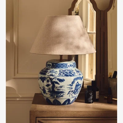OKA OKA, Kraakware Table Lamp - Blue, Table Lamp