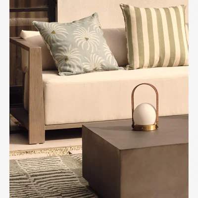 OKA OKA, Neoma Wireless Table Lamp - White/Gold, Table Lamp