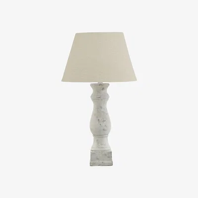 Olivia's Hill Interiors Darcy Antique White Candlestick Table Lamp With Linen Shade