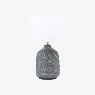 Downtown BHS Cosgrove Patterned Ceramic Table Lamp - Dark Grey