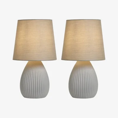 Downtown BHS Freya Teardrop Ceramic Table Lamp Pack of 2 - Grey
