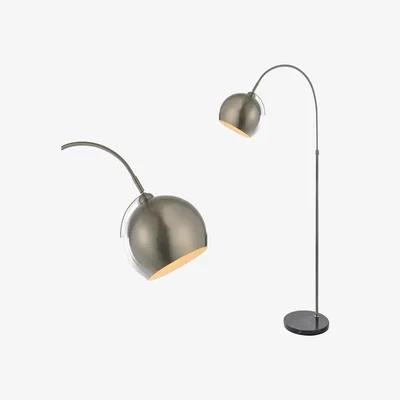 Downtown BHS Benson Curved Floor Lamp - Satin Nickel