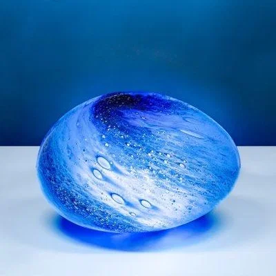 Downtown LGlow Nebula Clouds Glass Lamp Pebble In Blue
