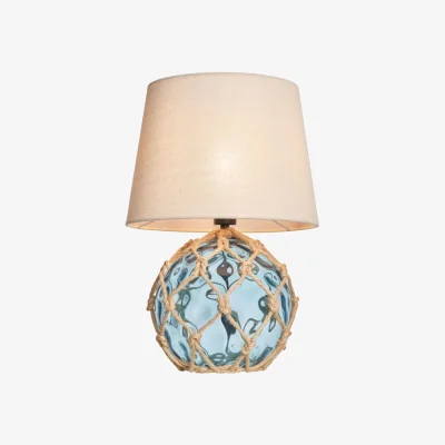 Downtown BHS Lucy Dimpled Rope Covered Glass Table Lamp - Blue