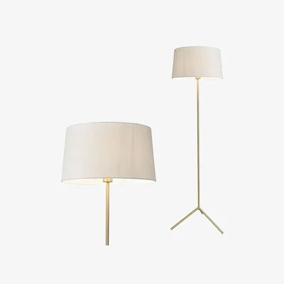 Downtown BHS Stassy Floor Lamp - Brass/White