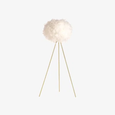 Downtown BHS Feather Tripod Floor Lamp - Satin Brass/White