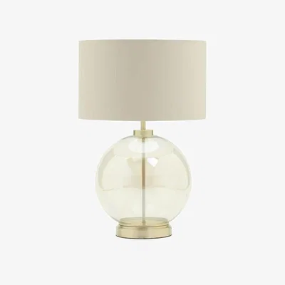 Downtown BHS Metro Clear Glass Sphere Table Lamp - Satin Brass
