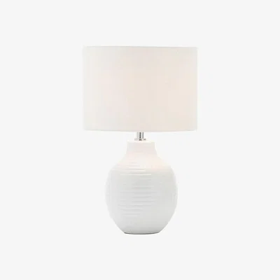 Downtown BHS Gus Embossed Ceramic Table Lamp - White
