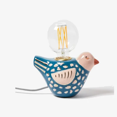 Oliver Bonas Ovie Bird Blue Ceramic Desk & Table Lamp Base