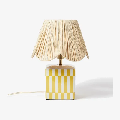Oliver Bonas Ines Yellow Raffia & Ceramic Desk & Table Lamp