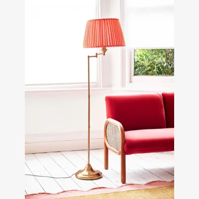 Oliver Bonas Walker Coral Pink Shade & Gold Metal Swing Arm Floor Lamp
