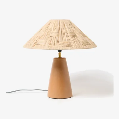 Oliver Bonas Terracotta Table Lamp & Raffia Shade