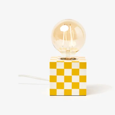 Oliver Bonas Chequerboard Yellow Resin Desk & Table Lamp Base