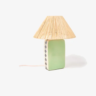 Oliver Bonas Suvi Ceramic Table Lamp & Raffia Shade