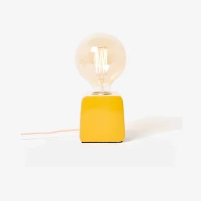 Oliver Bonas Mina Yellow Square Desk and Table Lamp Base