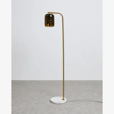 Oliver Bonas Tortuga Glass Shade Gold & Marble Floor Lamp