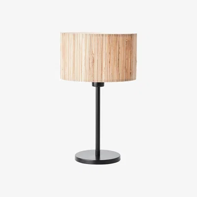 Perch and Parrow Lucille Natural Seagrass Table Lamp in Matt Black