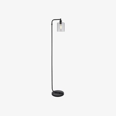 Perch and Parrow Bonnie Clear Glass Floor Lamp in Matt Black