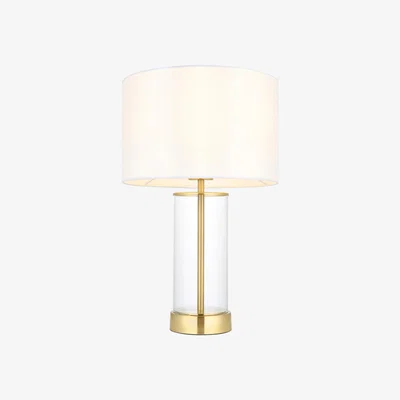 Perch and Parrow Agatha Clear Glass Table Lamp in Satin Brass
