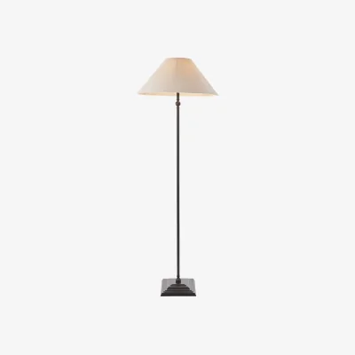 Perch and Parrow Sylvia Floor  in Matt Black and Natural Faux Linen