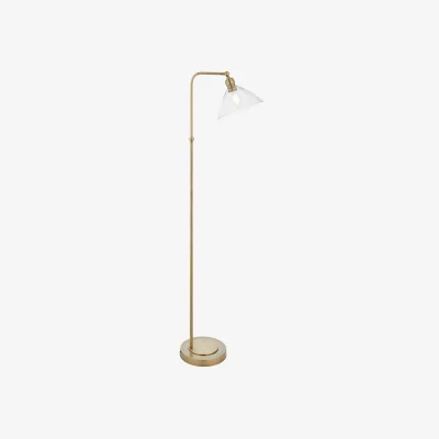 Perch and Parrow Seraphina Antique Brass and Glass Floor Lamp