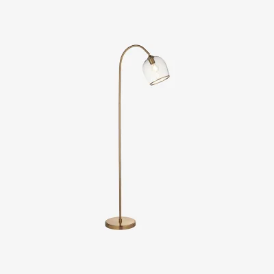 Perch and Parrow Crocus Floor Light in Brushed Aged Brass and Glass