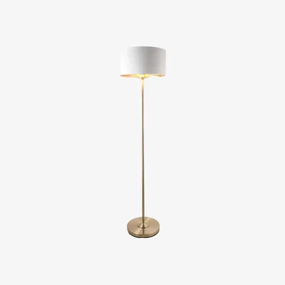 Perch and Parrow Manon Floor Light in Antique Brass With White Shade