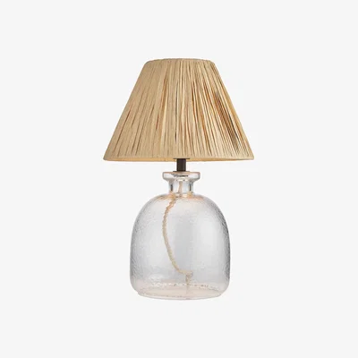 Perch and Parrow Lyndon Clear Glass Table Lamp Base with Natural Raffia Shade