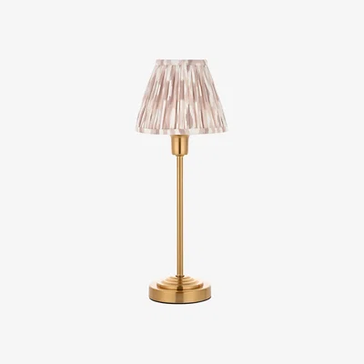 Perch and Parrow Poker Table in Vintage Brass Finish and Ikat 16cm Neutral Shade