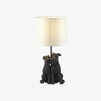 Perch and Parrow Westie Table Lamp in Matt Black with Natural Linen Shade