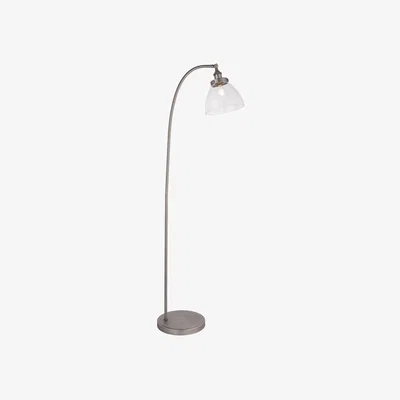 Perch and Parrow Ralph Clear Glass Floor Lamp in Brushed Silver