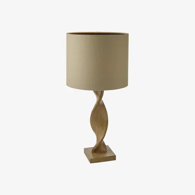 Perch and Parrow Abreya Table Lamp in Oak with Natural Linen Shade