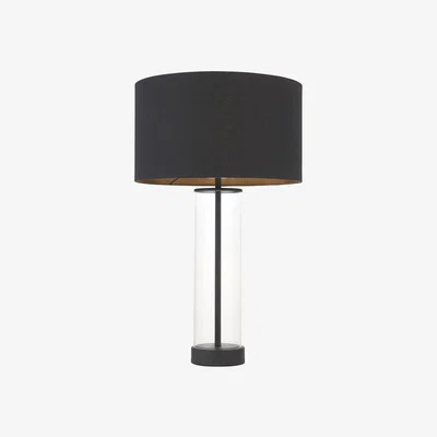 Perch and Parrow Agatha Clear Glass Table Lamp in Matt Black
