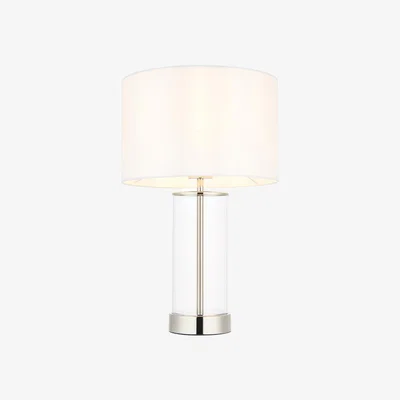 Perch and Parrow Agatha Clear Glass Table Lamp in Bright Nickel