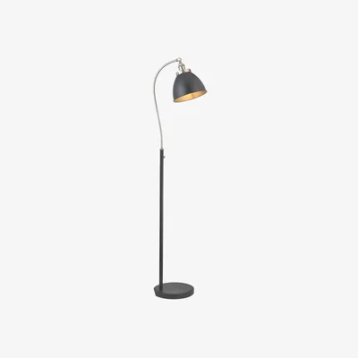 Perch and Parrow Fletcher Floor Lamp in Aged Pewter and Matt Black